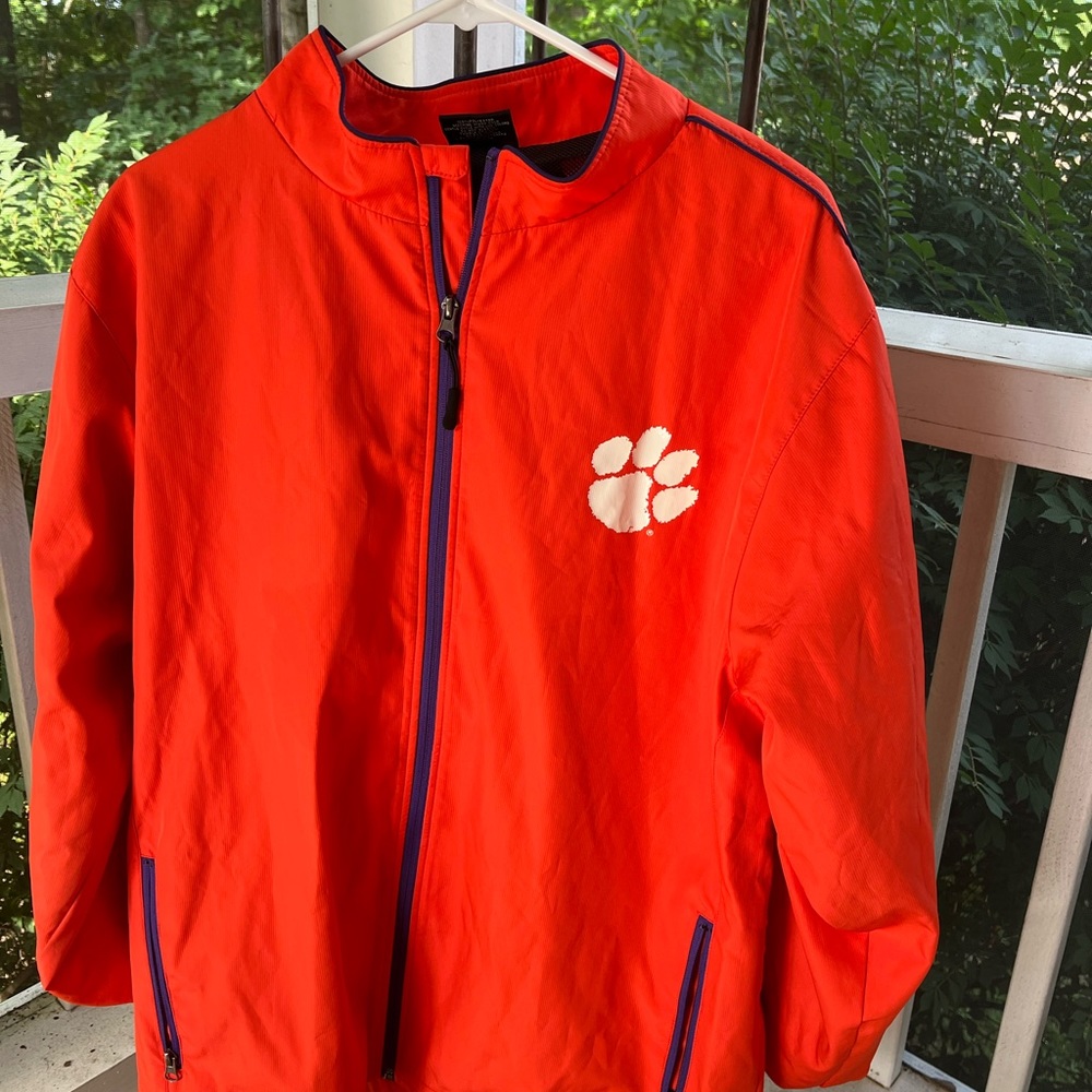 Clemson lined jacket. Heavier than a plain windbreaker.  Like new